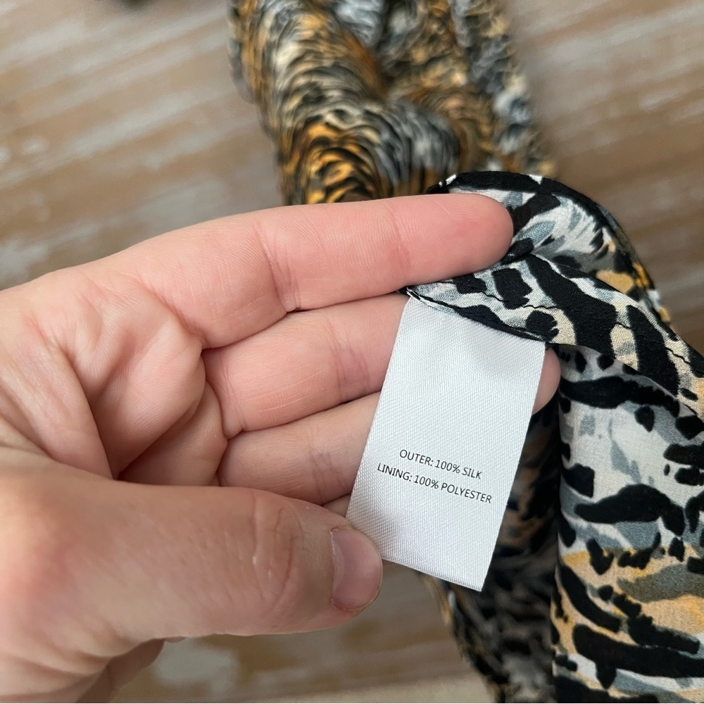 Saloni Ink Tiger Silk Wrap Dress Preppy Cocktail Event Wedding Womens 4 - Picture 6 of 6